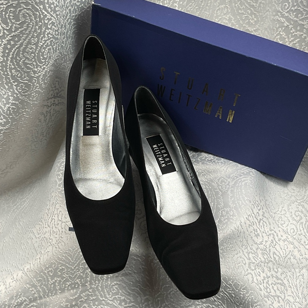 Stuart Weitzman Black Square-Toe Heels
